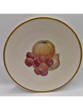 Thomas Ivory Bavaria Decorative Plate Gold Rim Fruit Design 7.5 Inches Germany